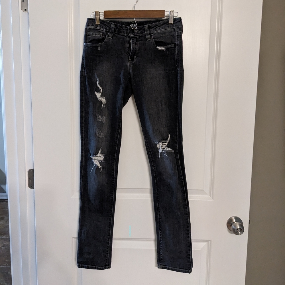 Just Black Women's Jeans Dark Gray Black Size 27 Distressed